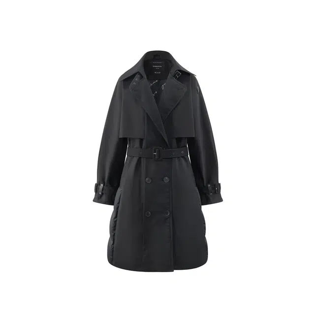 艾莱依 纯色翻领加厚宽松长款羽绒服 女