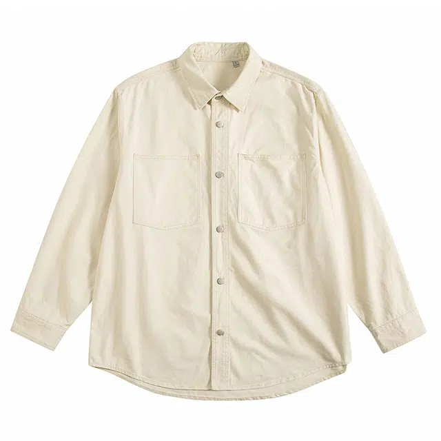 俞兆林 纯色翻领宽松学院风长袖衬衫 男女同款