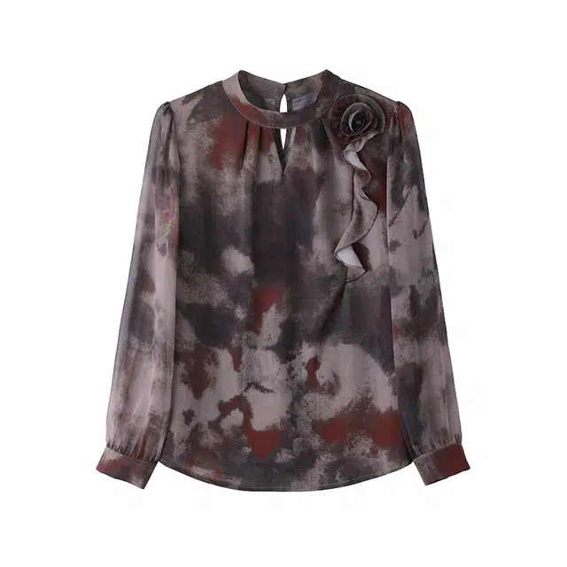 曲韩 修身显瘦减龄时尚洋气打底衬衫 女款 花色