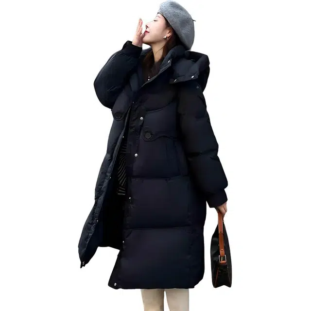 鸭鸭 设计感连帽通勤羽绒服 女款