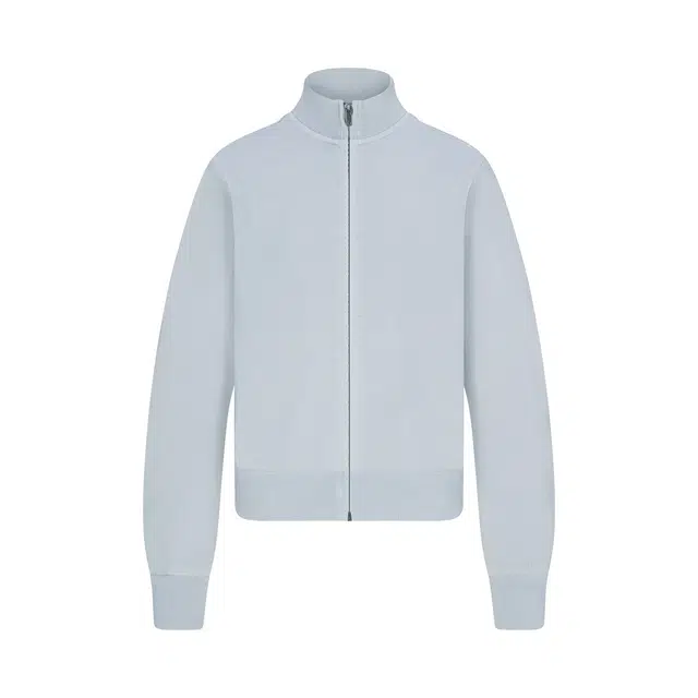 SKIMS SS25 BOYFRIEND FLEECE TRACK JACKET ZEN BLUE