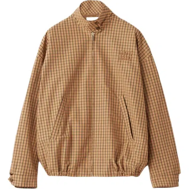 Miu Miu Plaid Embroidered Logo Jacket