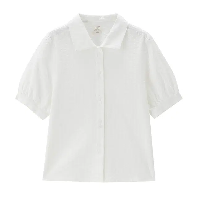 佐丹奴 纯棉提花暗条纹梭织休闲短袖衬衫 女款