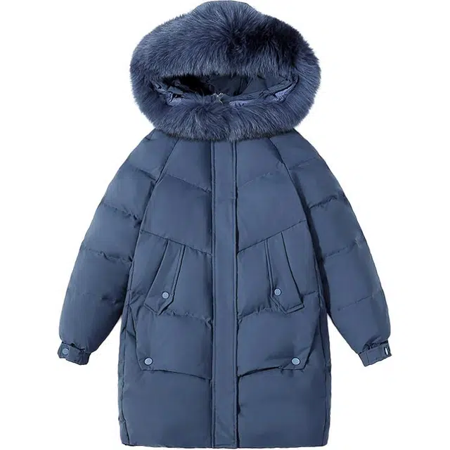 雅鹿 毛领加厚中长款连帽休闲时尚舒适长袖羽绒服 女款