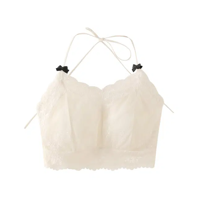 花栗鼠小姐  春日宴  基础百搭纯色蕾丝花边拼接打底吊带 女款 白色