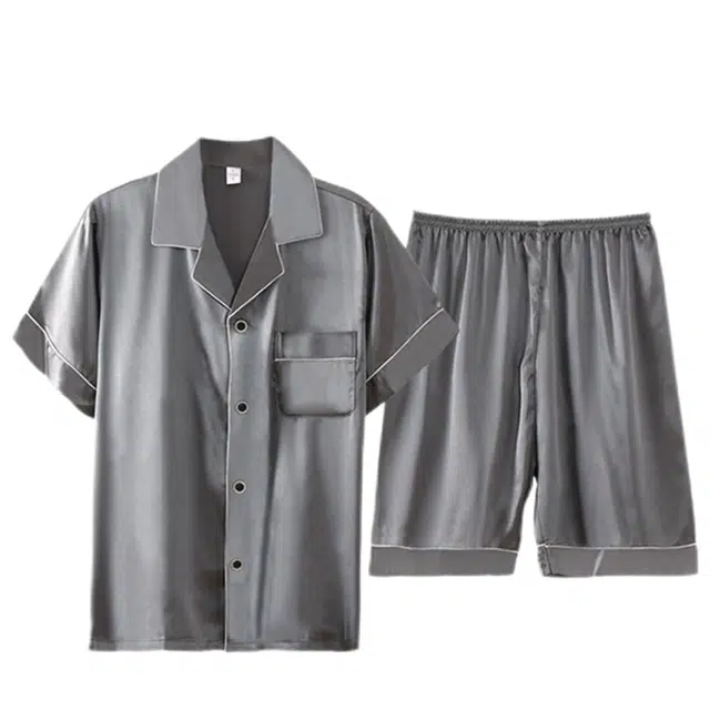 潞优野 休闲舒适简约短袖家居服睡衣套装 男款