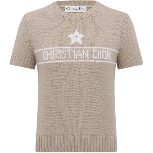 DIOR SS25 Embroidered Cashmere Sweater Khaki