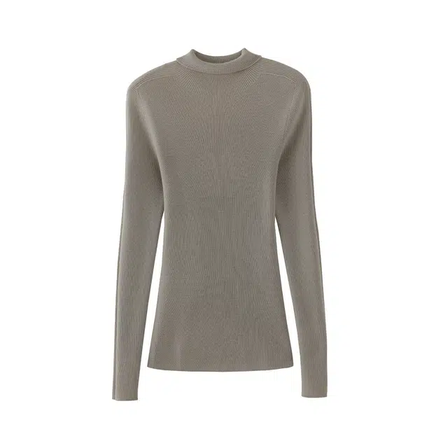 花栗鼠小姐 萬搭胶囊打底 优雅简约纯色堆堆高领合身内搭长袖针织衫 女款