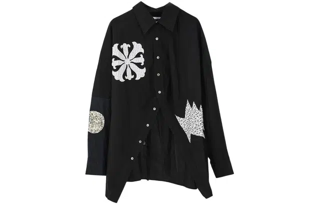 AMBUSH OFF SHOULDER PATCHWORK SHIRT