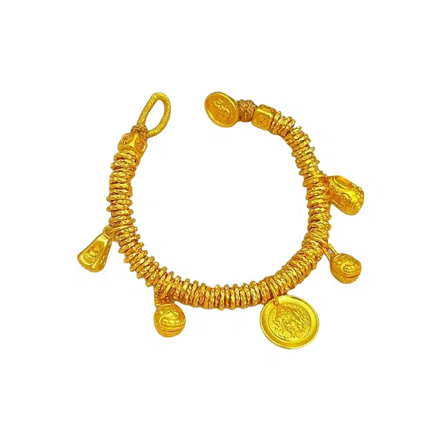 迈奇的礼物 好运恋爱虎头鞋国风编绳黄财神吞金兽盘缠 合金 手链 男女同款情侣款