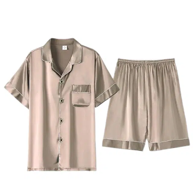 潞优野 休闲舒适简约短袖家居服睡衣套装 男款