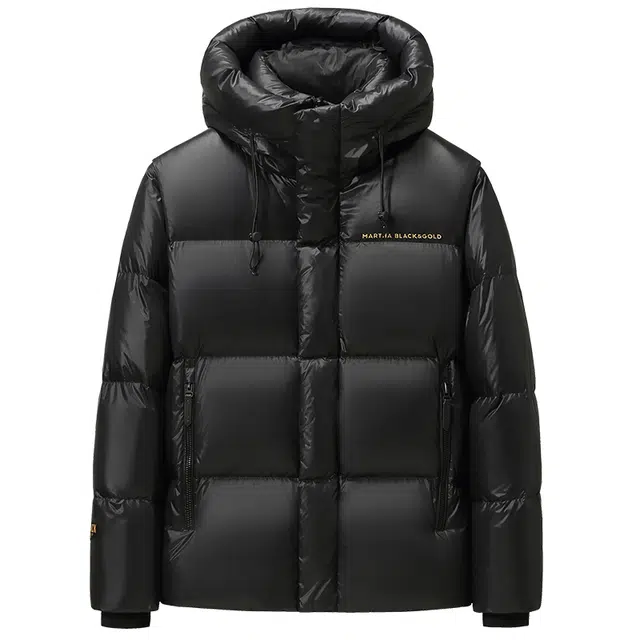 雅鹿 鹅绒极寒系列 纯色时尚潮流百搭连帽时尚袖标石墨烯内里可拆卸袖马甲面包服羽绒服 女款