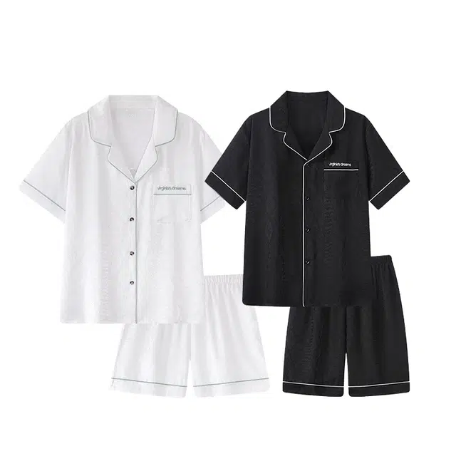 俏韵 翻领高级感短袖凉感薄款家居服可外穿夏季睡衣套装 男女同款