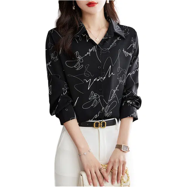 曲韩 简约舒适百搭雪纺衫 女款