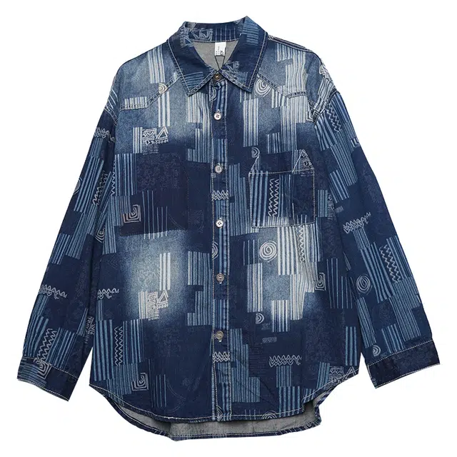 木果果木 时尚舒适百搭长袖衬衫 女款 牛仔蓝