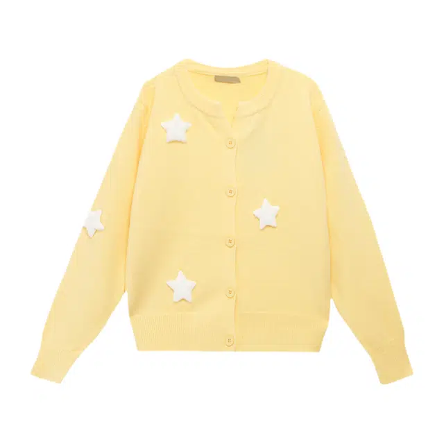 桴生 韩系甜美慵懒风立体星星开衫设计感小众百搭通勤长袖上衣针织衫 女款