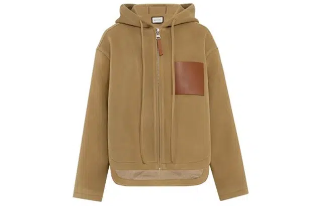 美洋 拼接拉链防风蓄热锁温连帽抽绳卫衣 女款 卡其色