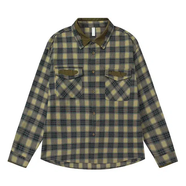 怪力萝莉 多风格复古大码格子长袖衬衣设计感满满衬衫 女款