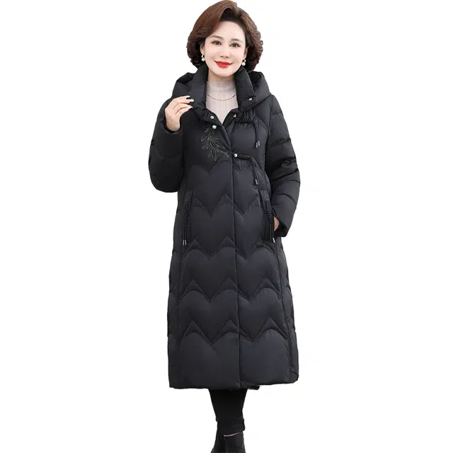 雅鹿 中长款纯色宽松长袖羽绒服 女款