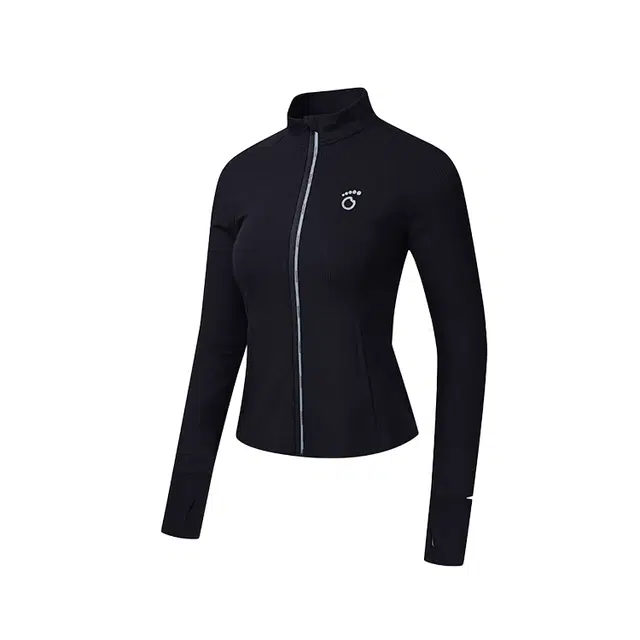 马孔多 纯色跑步拉链吸湿速干夹克外套 女款 黑色