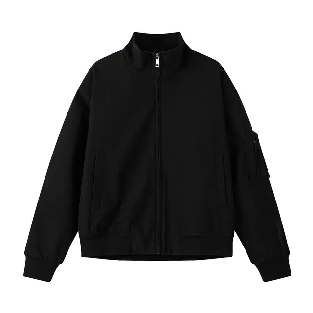 哲源 大码纯色工装口袋机能风立领防风宽松飞行服空军显瘦廓形直筒百搭夹克外套 男女同款