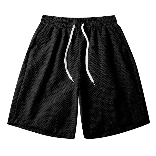 纳趣 运动宽松时尚泡泡格透气速干五分休闲短裤 男女同款