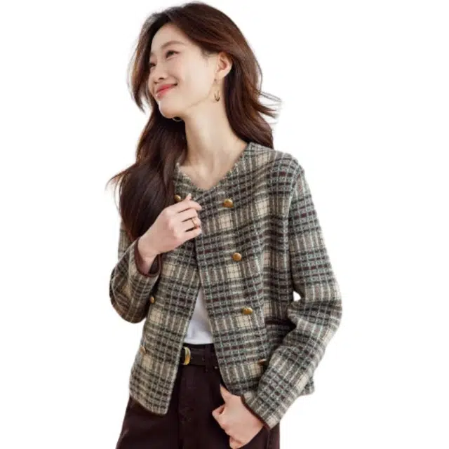 曲韩 格子通勤休闲夹克外套 女款
