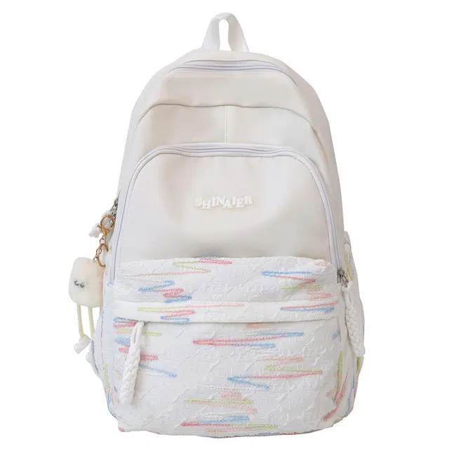 揽月 大容量刺绣高颜值简约设计轻便百搭 尼龙拼针织 双肩包 女款 多色