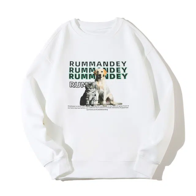 麓蔓蒂 美式复古字母趣味动物卡通小狗印花圆领套头休闲宽松重磅卫衣 男女同款