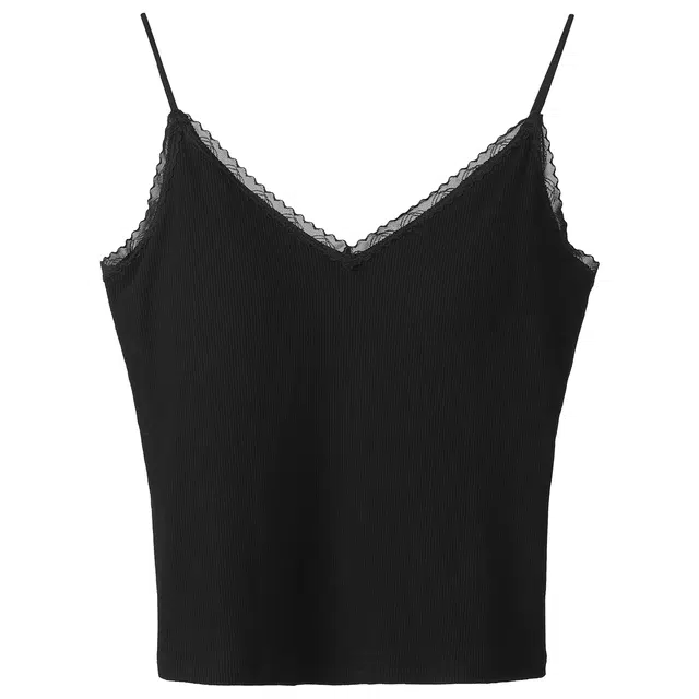 法儿家 焦点吊带韩系时尚简约舒适纯色上衣 女款