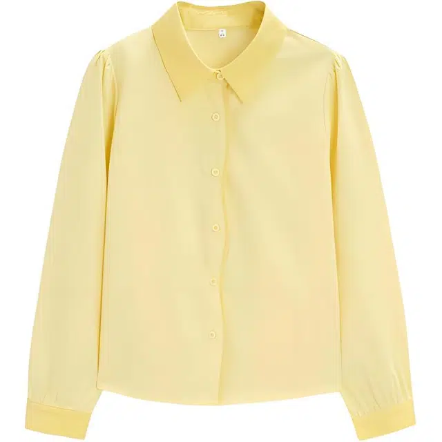 爱依服 纯色翻领简约长袖衬衫 女款 黄
