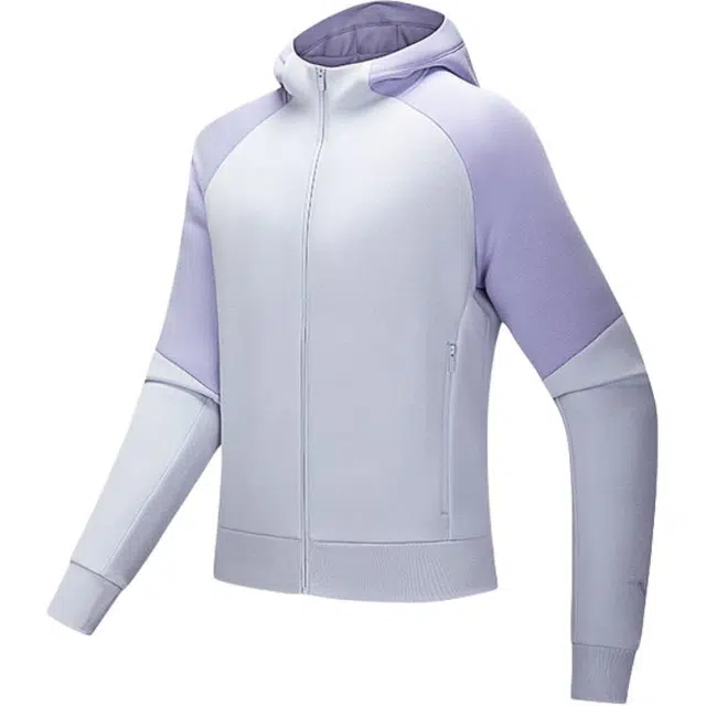 超级安踏 运动生活系列 拼接拉链连帽舒适透气百搭夹克外套 女款 冰粉紫/柳絮紫