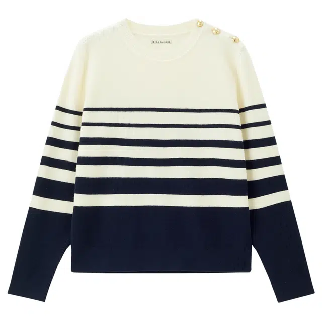 佐丹奴 简约条纹圆领套头针织衫 女款