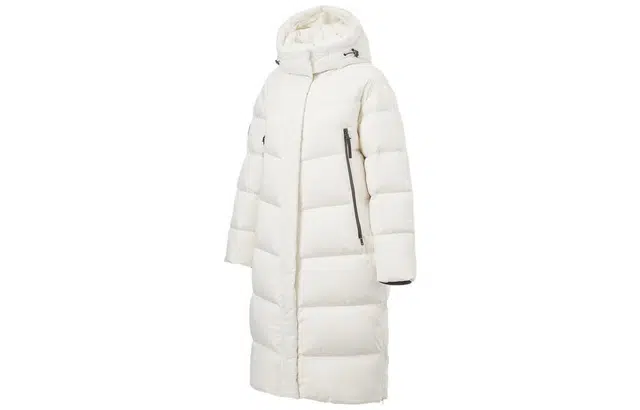 Li-Ning Fitness Series Long Down Jacket Champagne White