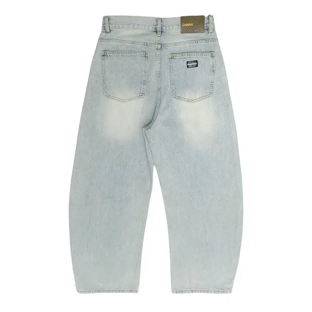 鬼洗 复古怀旧水洗皮标弯刀牛仔裤 男款
