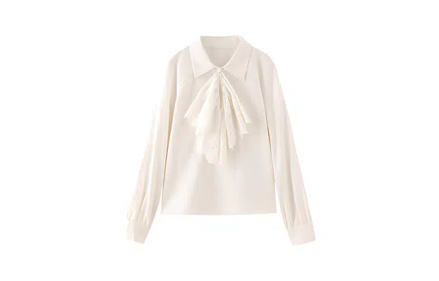 花栗鼠小姐 法系舒适细腻柔和亲肤长袖衬衫 女款 米白色