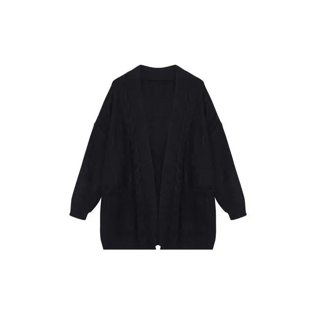 麓蔓蒂 纯色气质休闲开衫中长款宽松长袖针织衫 女款