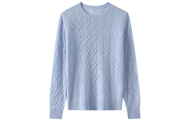 恒源祥 纯色圆领套头绞花长袖羊绒衫 女款