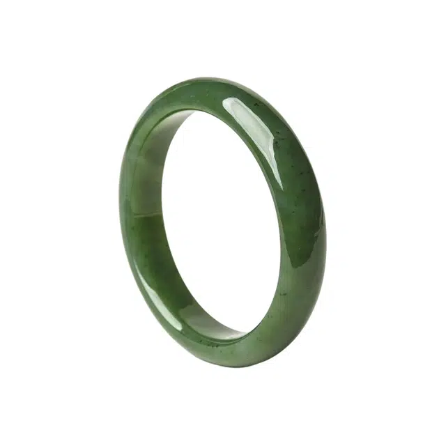 迈奇的礼物 好运自然女神恋爱俄罗斯老坑菠菜绿玉镯子天然玉石圆镯 和田玉手镯 碧玉 女款