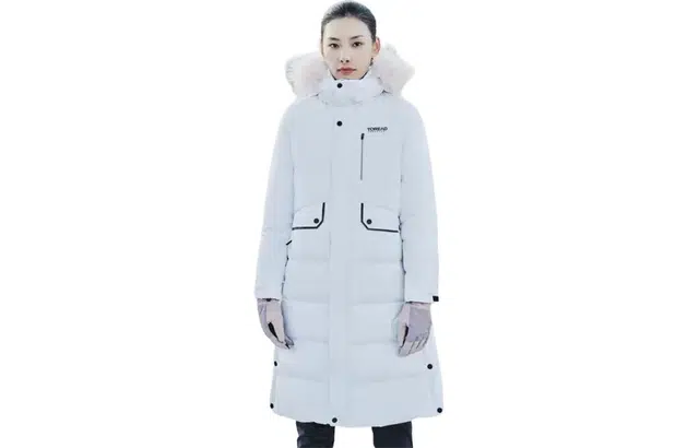 探路者 字母拉链连帽中长款羽绒服 女款