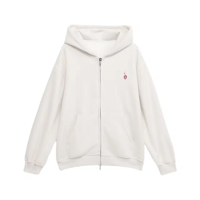 柏黛妃 美式双拉链连帽外套女小个子宽松慵懒风开衫上衣卫衣 女款 杏色