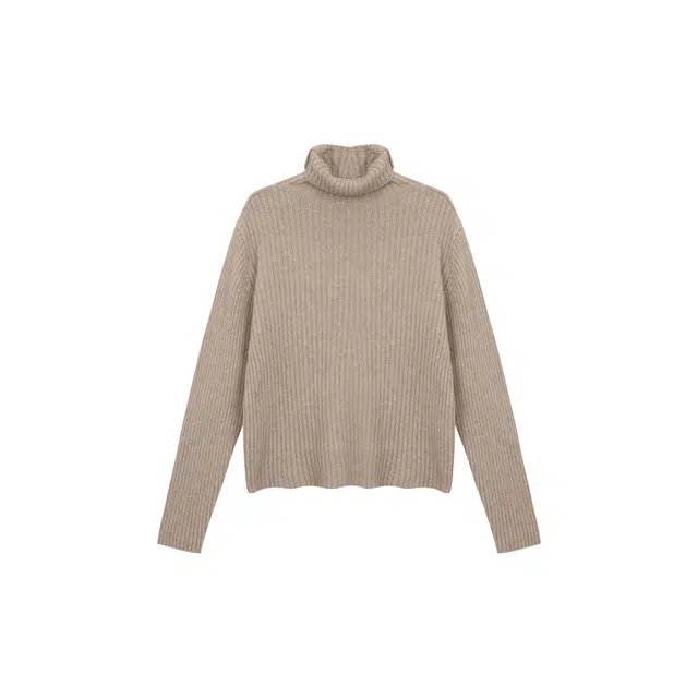 麓蔓蒂 宽松高领纯色长袖针织衫 女款