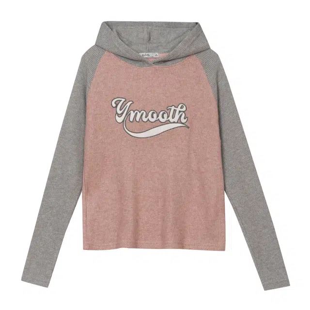 法文箱子 连帽舒适休闲针织衫 女款 粉灰色