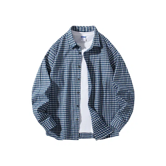 红蜻蜓 纯棉百搭通勤格子衬衣外穿叠穿基础款休闲衬衫 男女同款