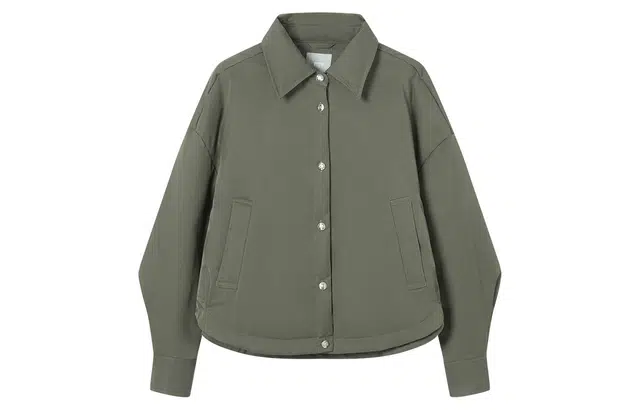 对白 宽松廓形轻薄光泽感翻领短款羽绒服 女款