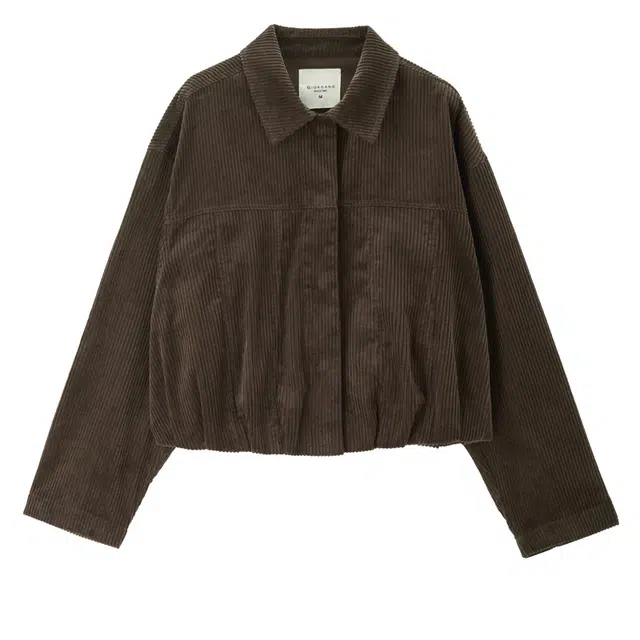 佐丹奴 翻领收褶短款纯色百搭长袖夹克外套 女款 咖啡豆