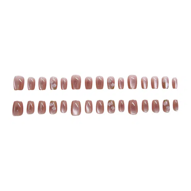 馨枕居 手工温柔郁金香腮红猫眼  穿戴甲 短款裸色纯色