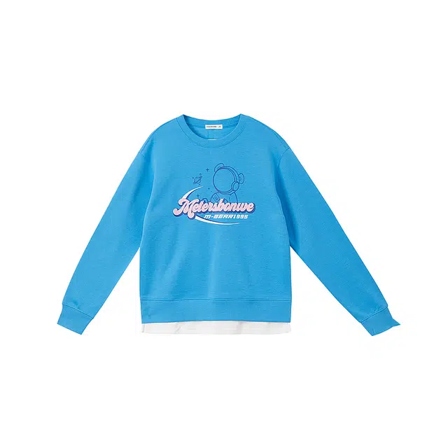 美特斯邦威 印花舒适细腻柔和亲肤圆领加绒卫衣 女款