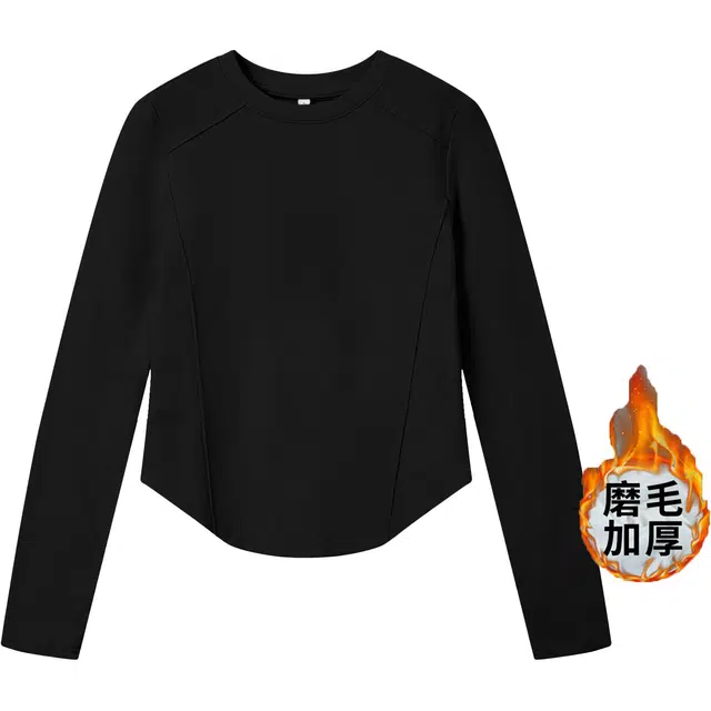 御茶家 韩系基础款插肩长袖加厚磨毛修身针织打底衫 女款 白色