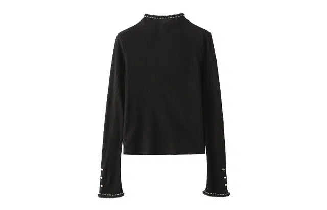 花栗鼠小姐 简约纯色合身半高领长袖针织衫 女款 黑色